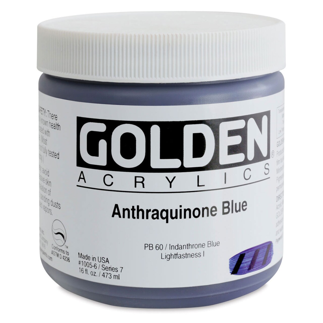 Golden Heavy Body Artist Acrylics - Anthraquinone Blue, 16 oz Jar
